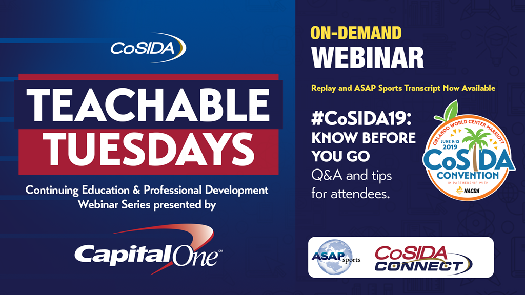 ON DEMAND Capital One Webinar: #CoSIDA19 Convention Know Before You Go